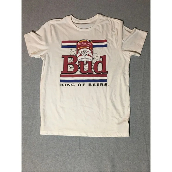 Womens Old Navy Shirt Size Large Budweiser White Graphic T Shirt Comfortable - Picture 1 of 1